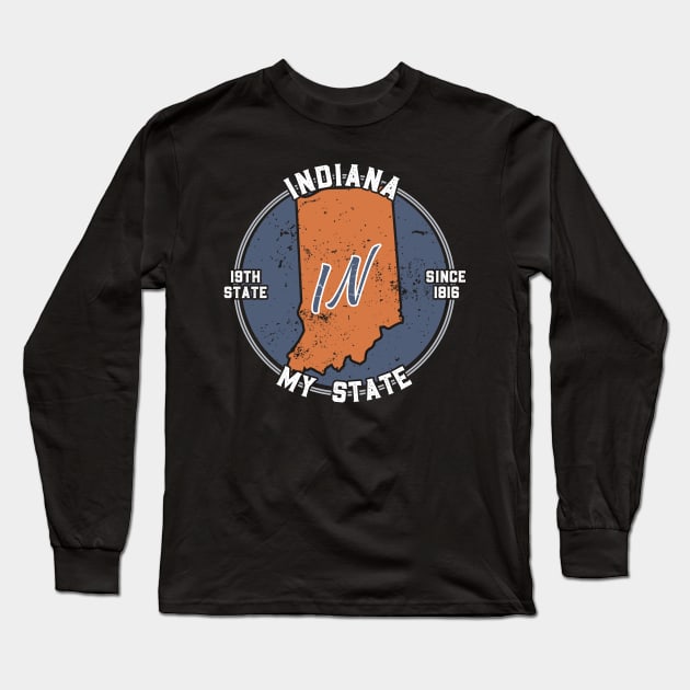 Indiana My State Patriot State Tourist Gift Long Sleeve T-Shirt by atomguy